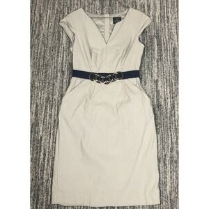 Adrianna Papell Dress 4 Khaki Stretch Polyester With Zipper Preowned